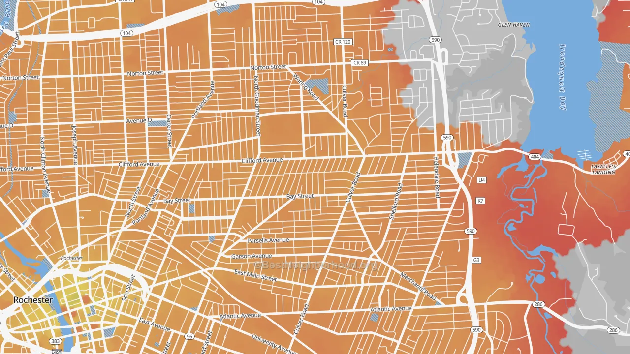Transit Grade map of Homestead Heights, Rochester, NY