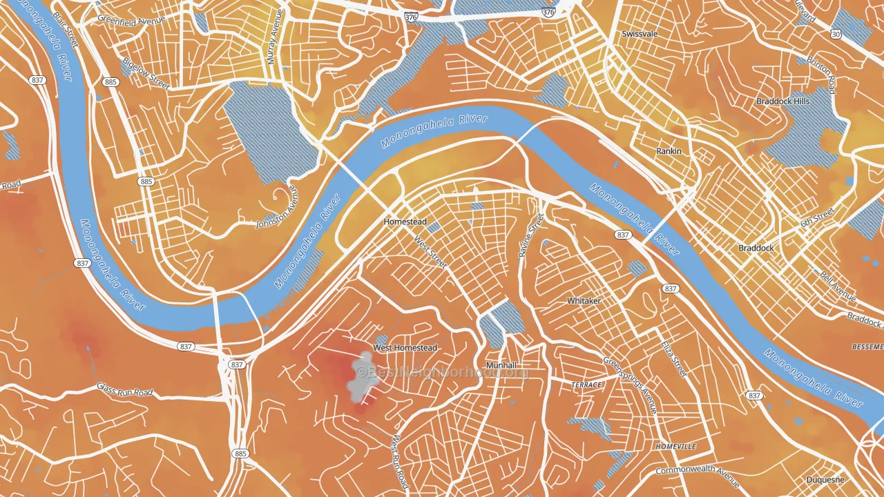 Transit Grade map of Homestead Park, Homestead, PA