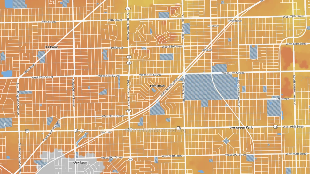 Transit Grade map of Hometown, IL