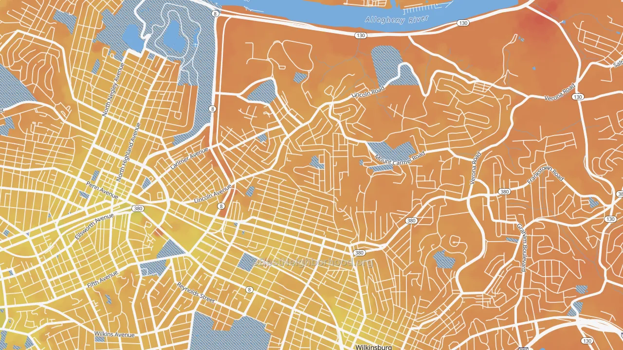 Transit Grade map of Homewood North, Pittsburgh, PA