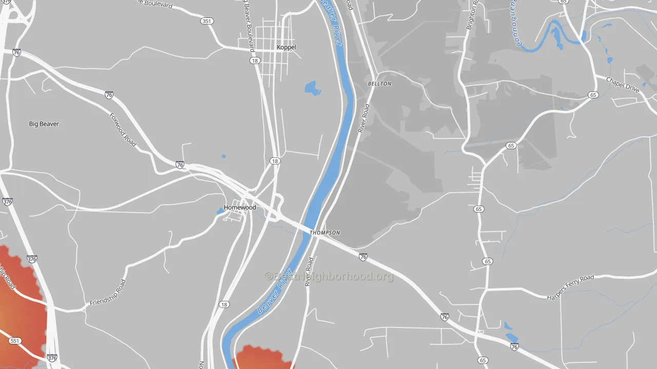 Transit Grade map of Homewood, PA
