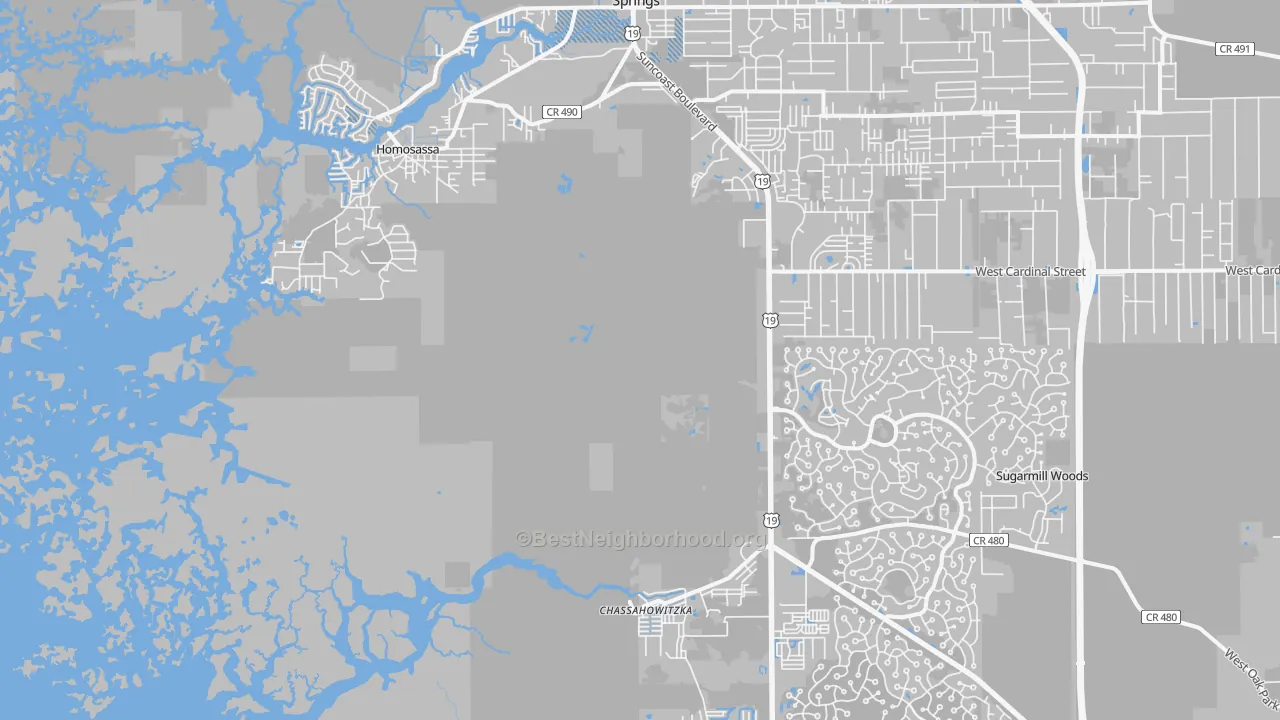 Transit Grade map of Homosassa, FL