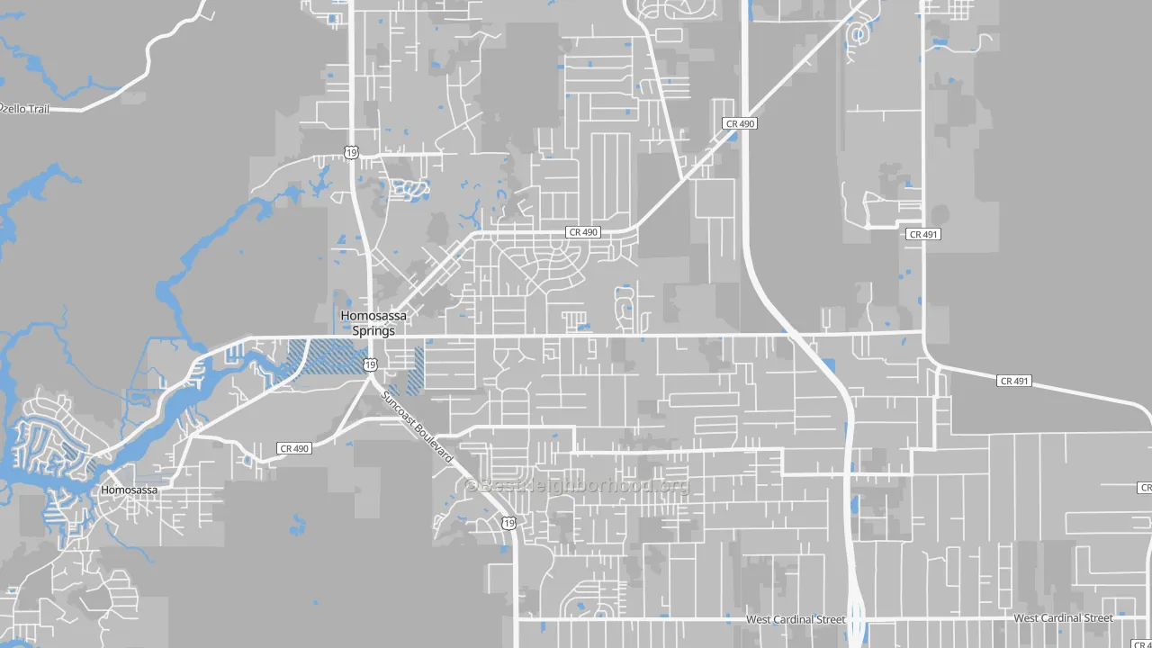Transit Grade map of Homosassa Springs, FL