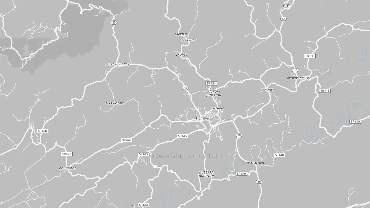 Transit Grade map of Honaker, VA