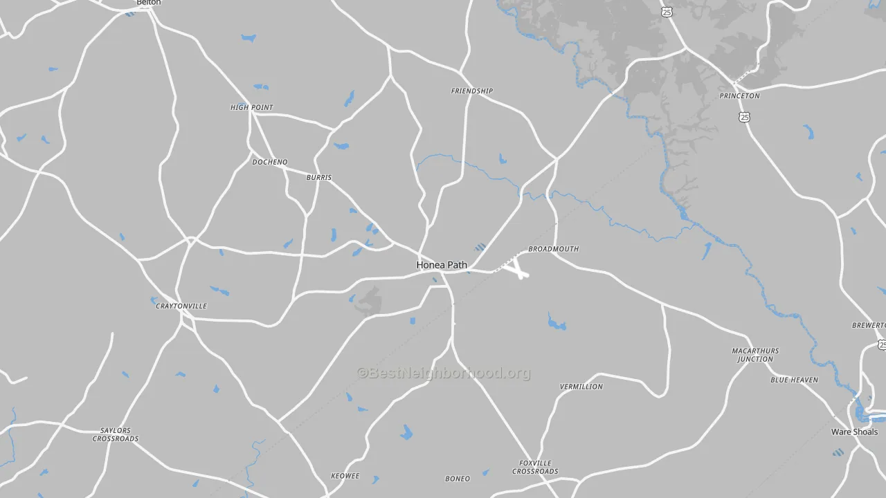 Transit Grade map of Honea Path, SC