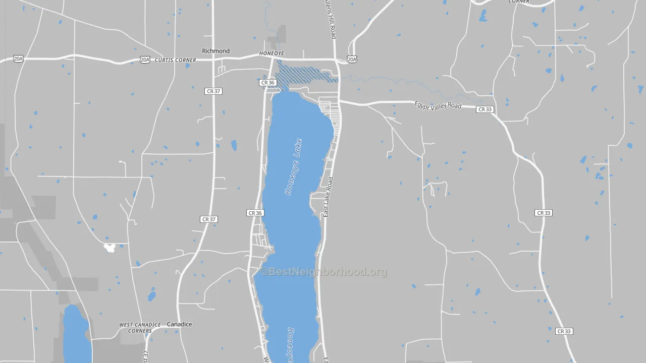 Transit Grade map of Honeoye, NY