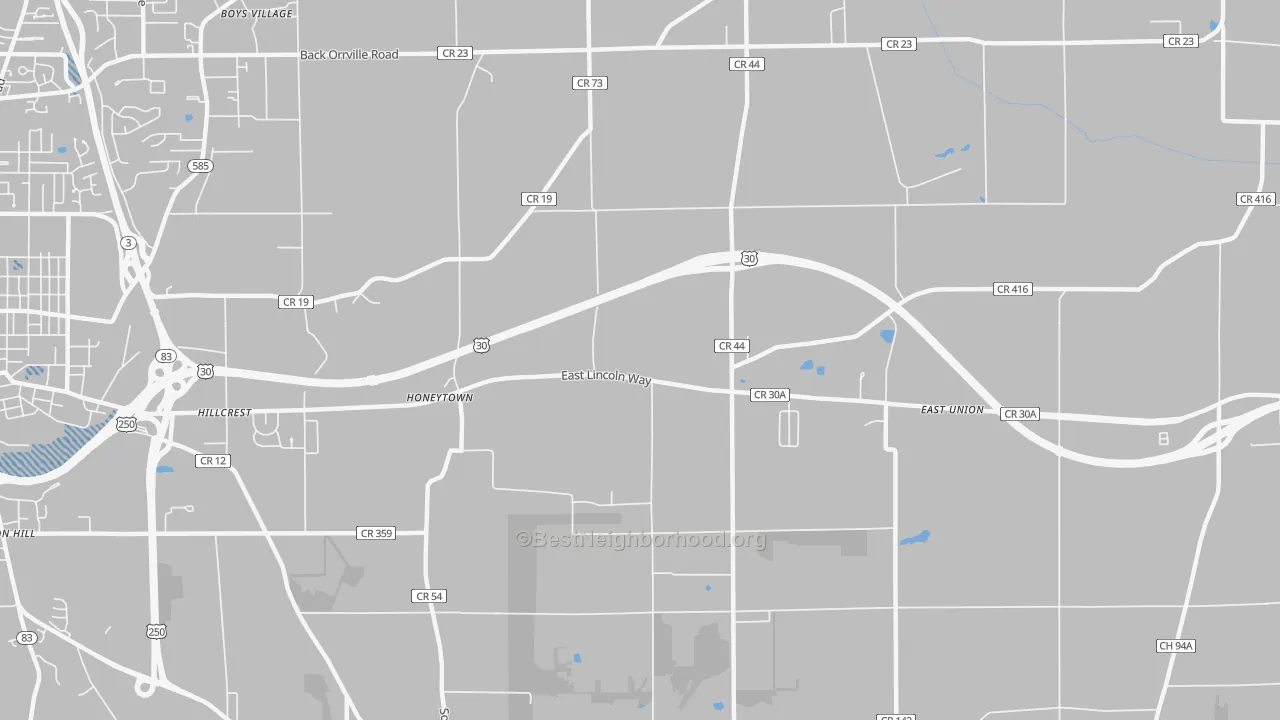 Transit Grade map of Honeytown, OH