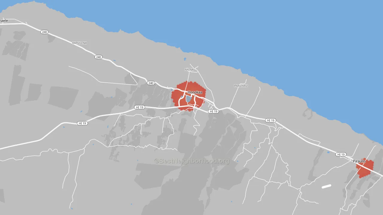 Transit Grade map of Honokaa, HI