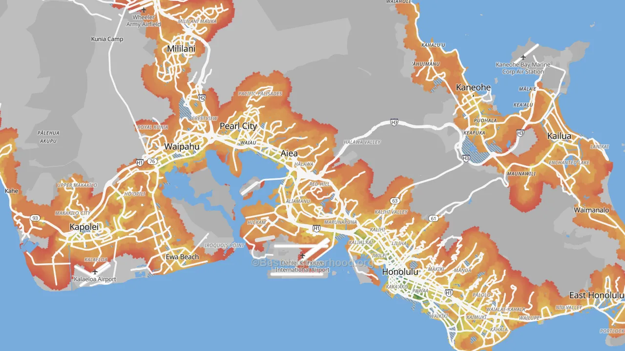 Transit Grade map of Honolulu County, HI