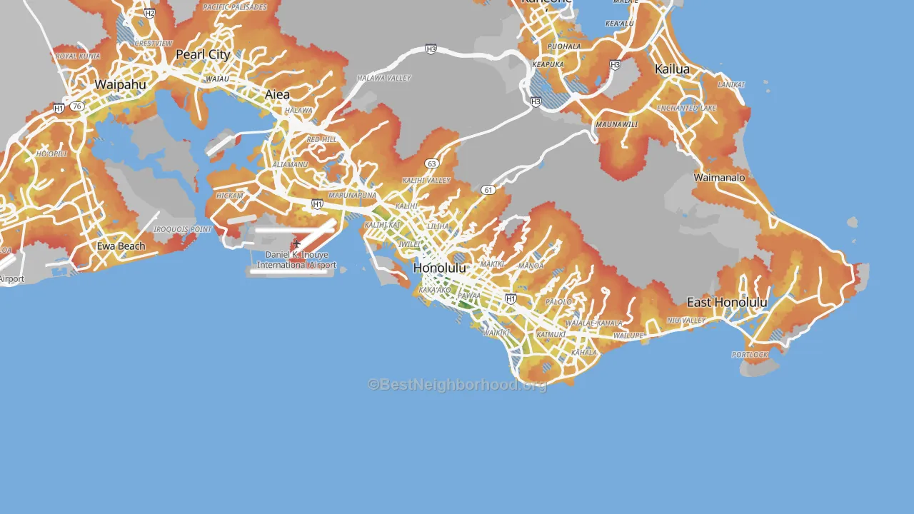 Transit Grade map of Honolulu, HI