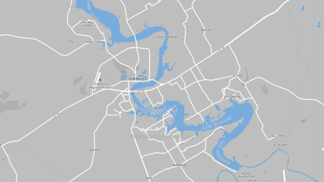 Transit Grade map of Hood County, TX