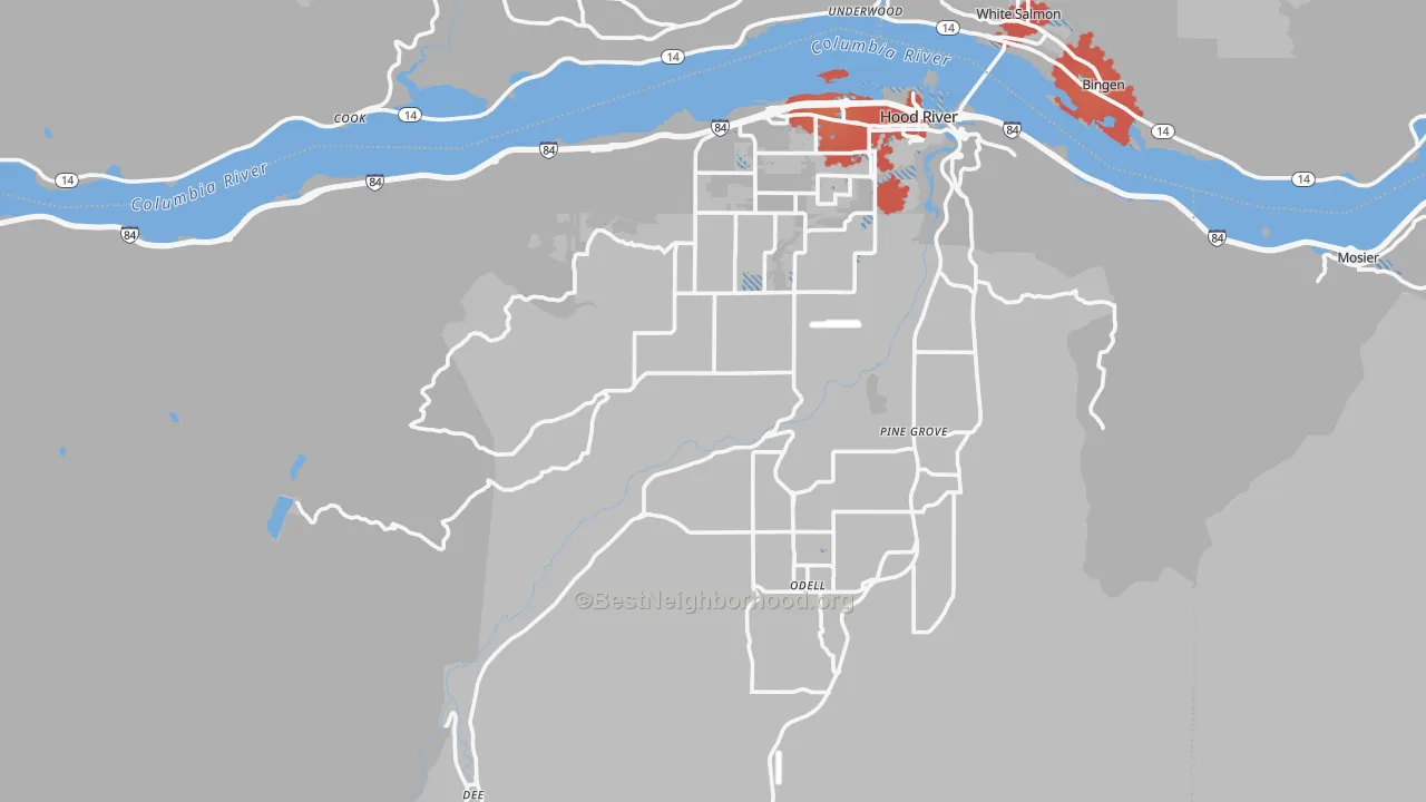 Transit Grade map of Hood River County, OR