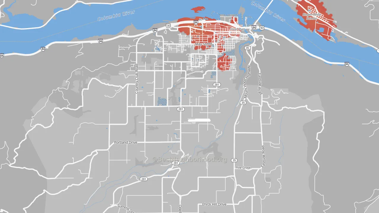 Transit Grade map of Hood River, OR