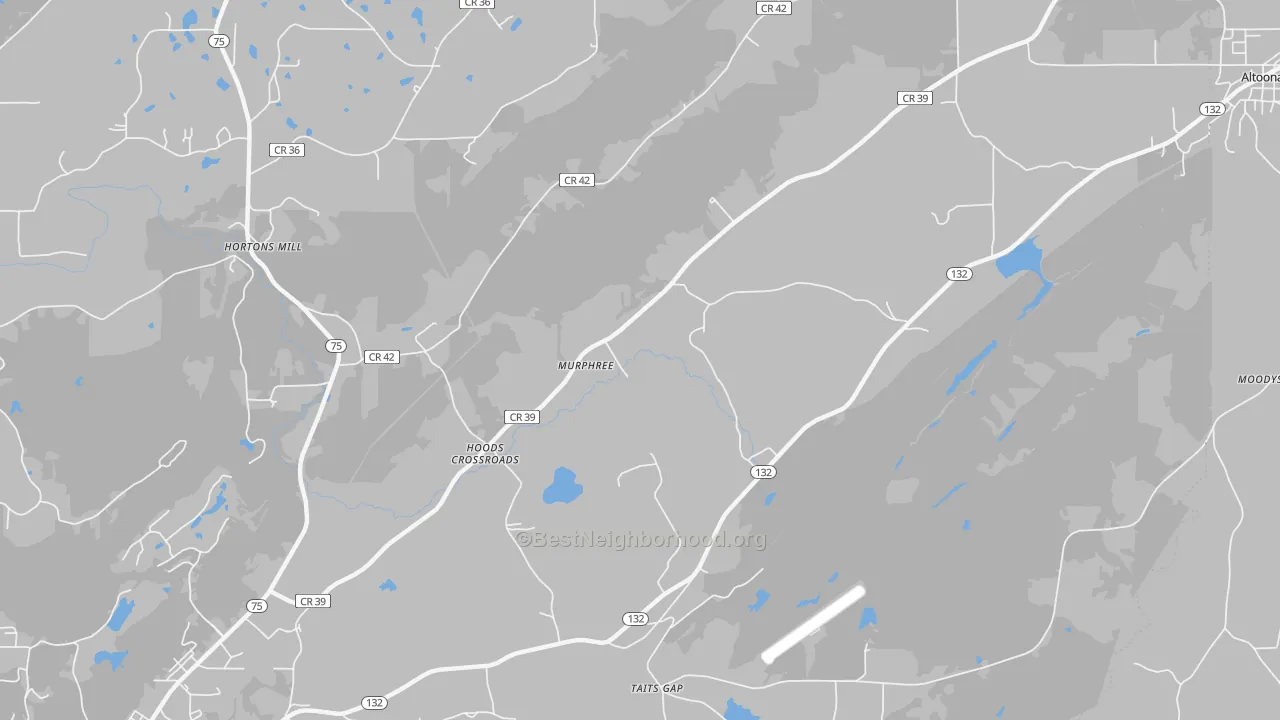 Transit Grade map of Hoods Crossroads, AL