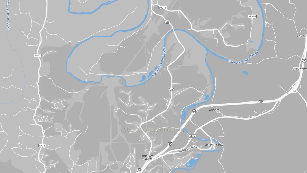 Transit Grade map of Hooker, MO