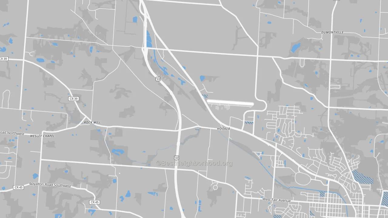 Transit Grade map of Hooker, OH