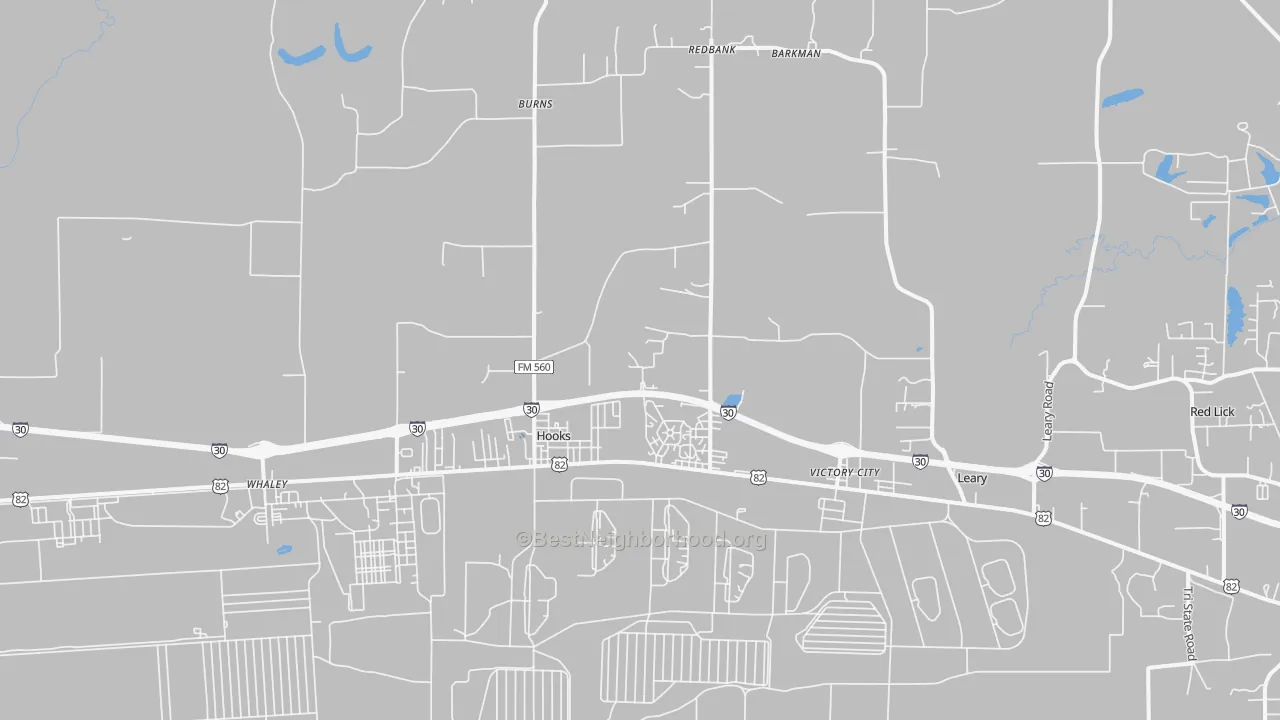 Transit Grade map of Hooks, TX