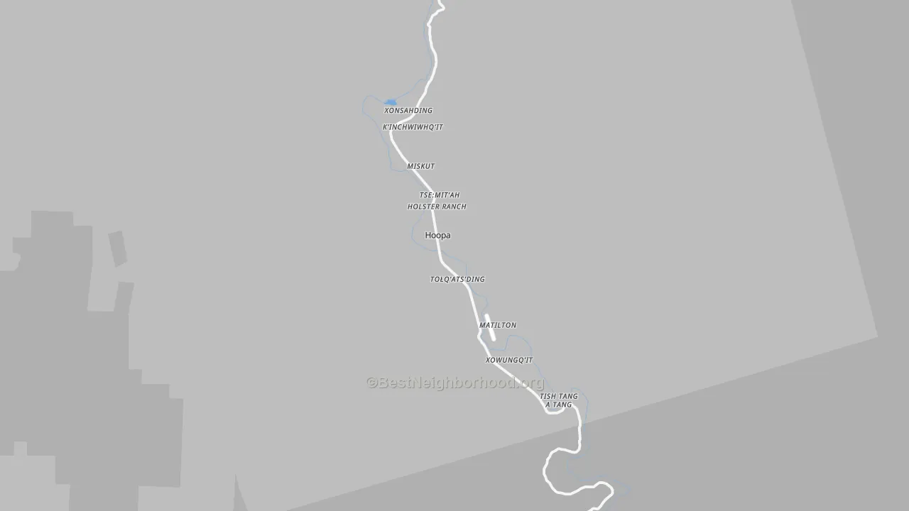 Transit Grade map of Hoopa, CA