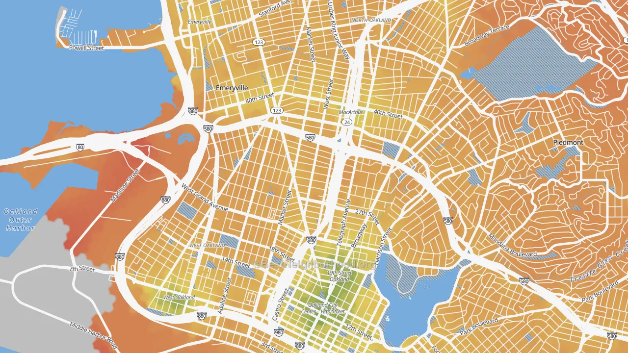 Transit Grade map of Hoover-Foster, Oakland, CA