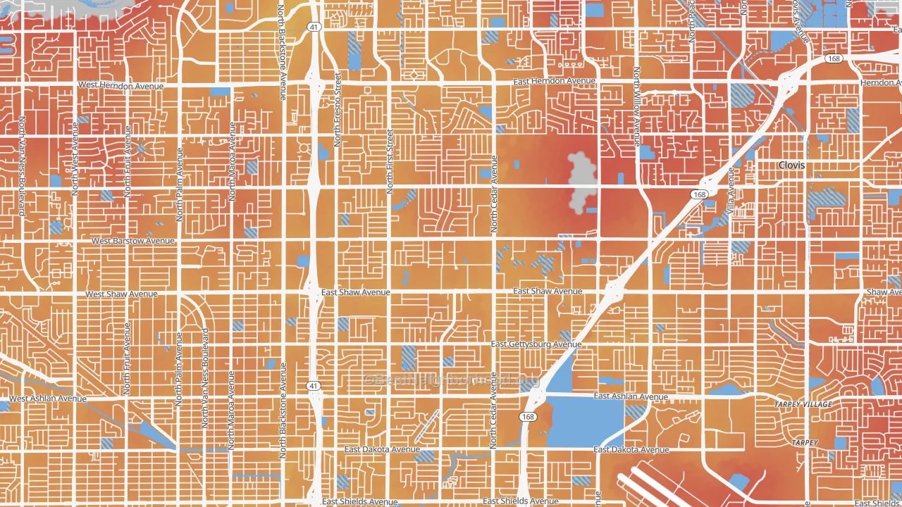 Transit Grade map of Hoover, Fresno, CA