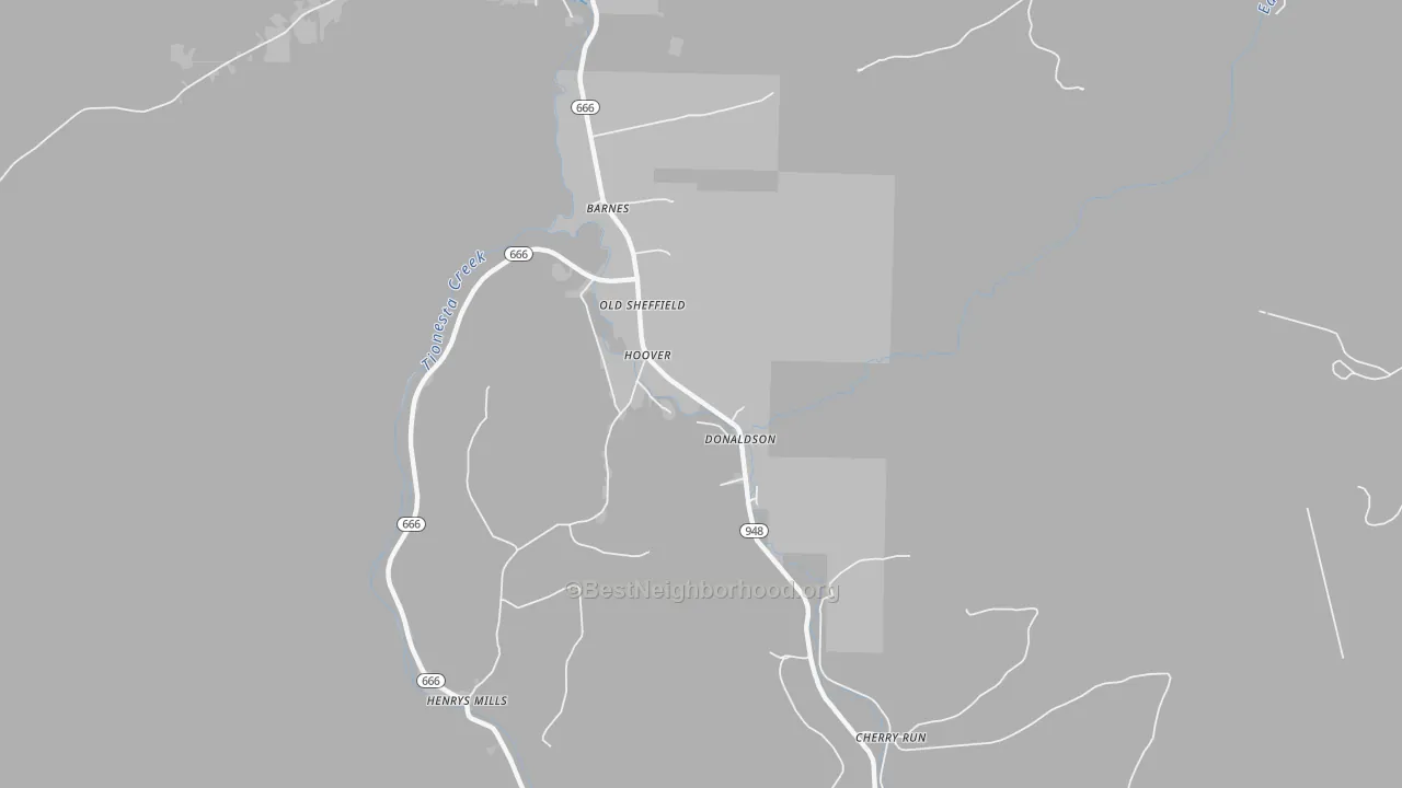 Transit Grade map of Hoovers, PA