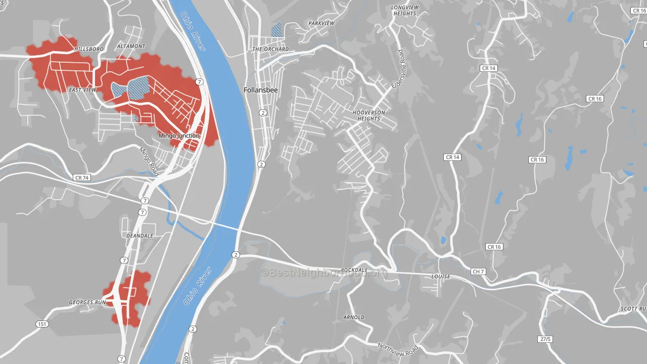 Transit Grade map of Hooverson Heights, WV