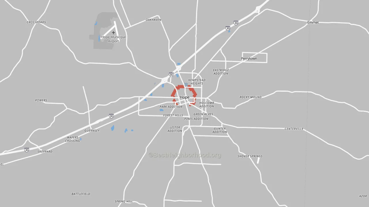 Transit Grade map of Hope, AR