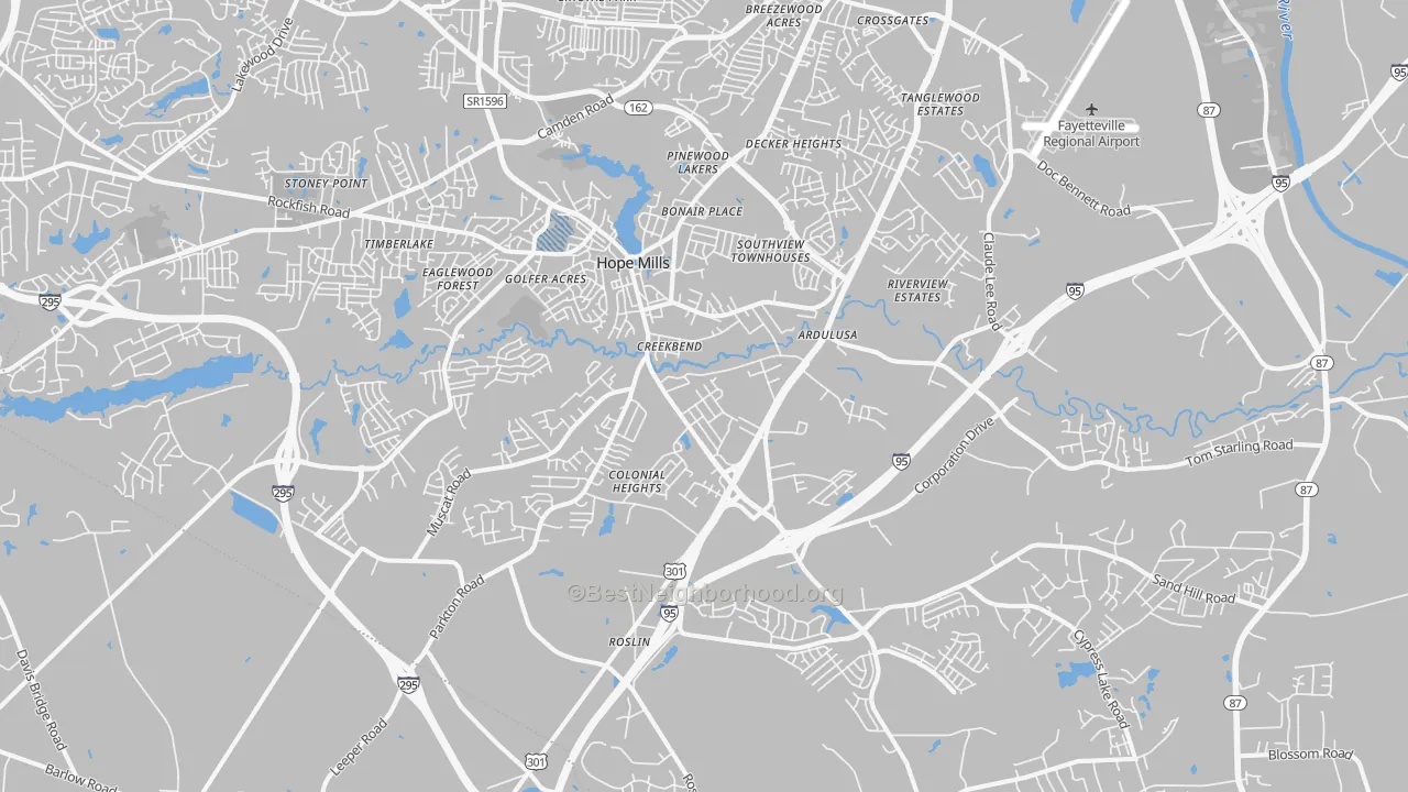 Transit Grade map of Hope Mills, NC