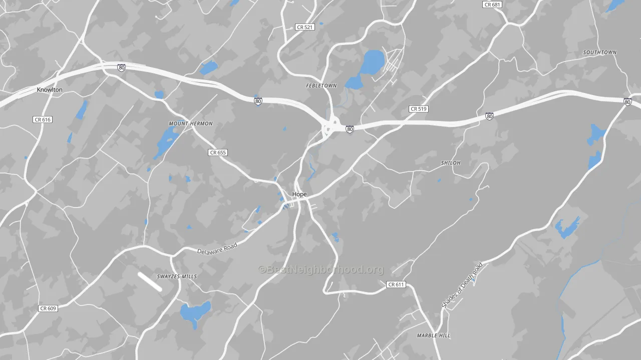 Transit Grade map of Hope, NJ