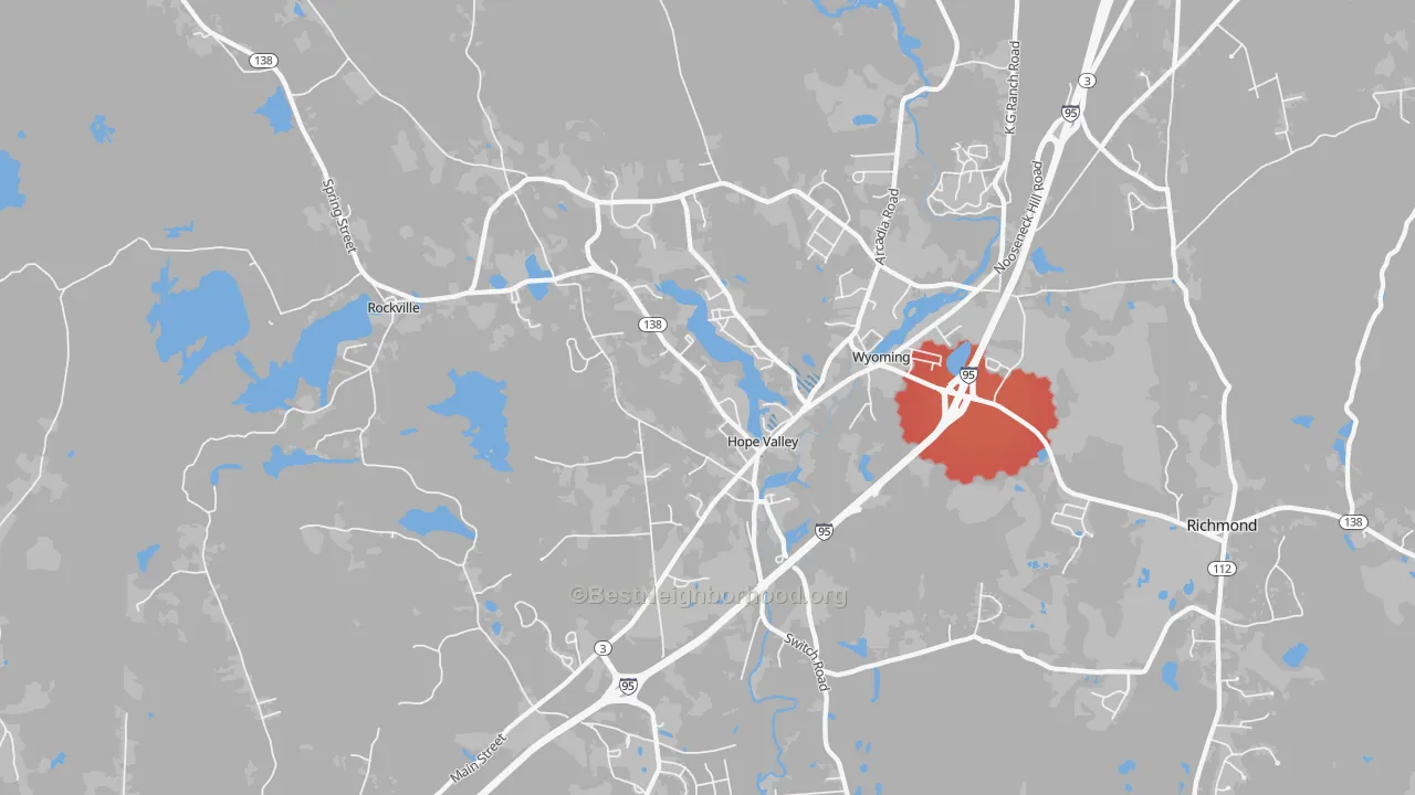 Transit Grade map of Hope Valley, RI