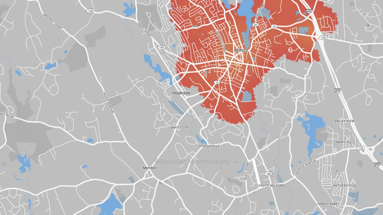 Transit Grade map of Hopedale, MA