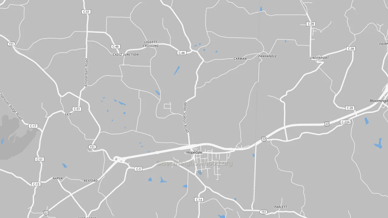 Transit Grade map of Hopedale, OH