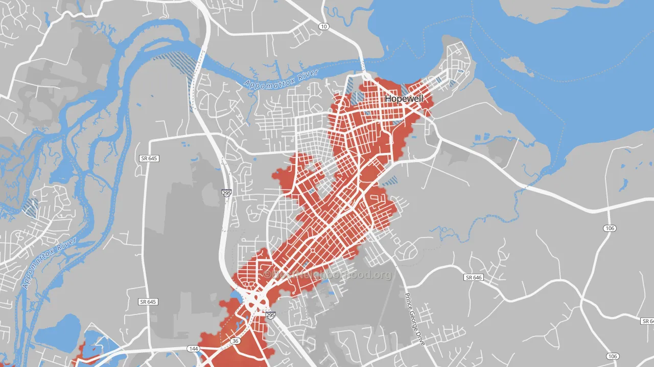 Transit Grade map of Hopewell City, VA
