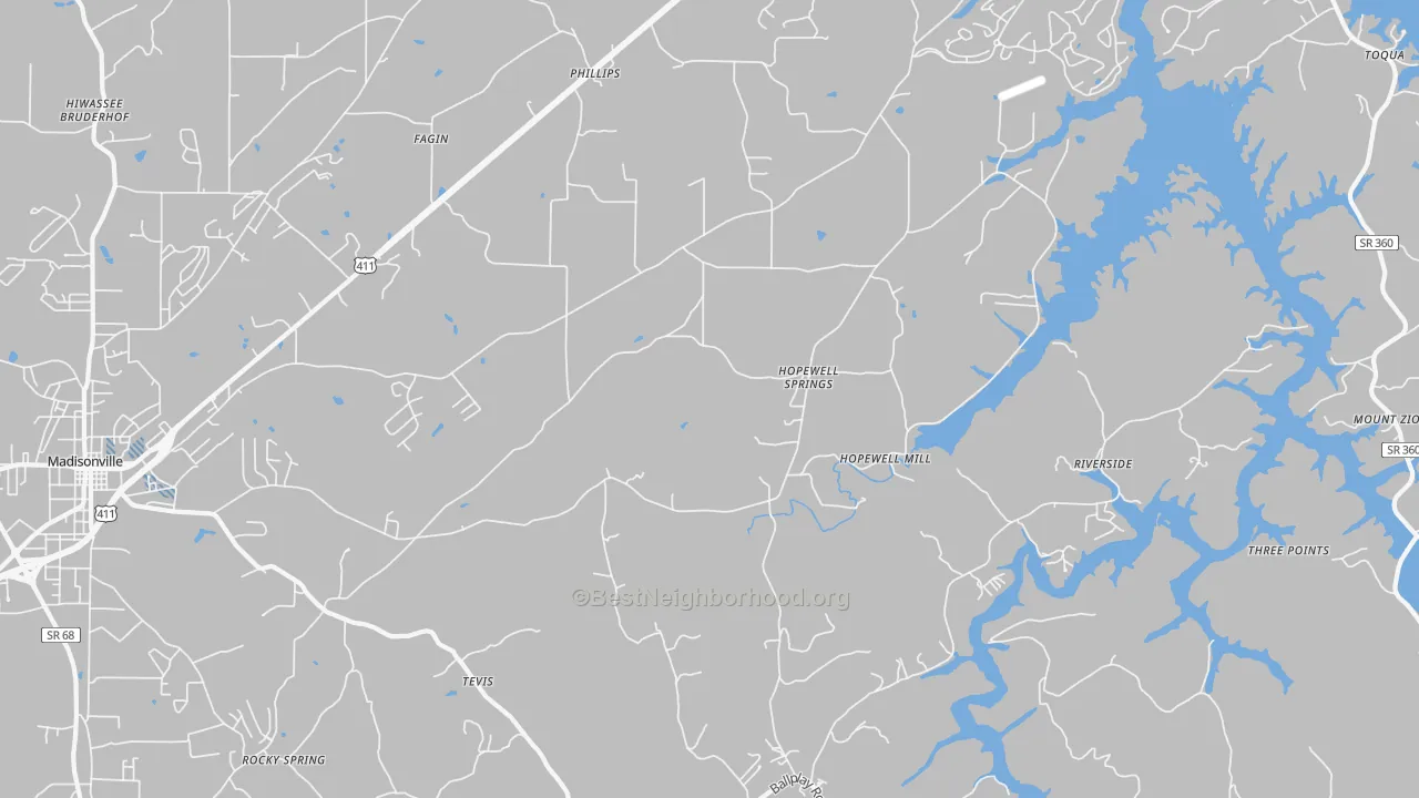 Transit Grade map of Hopewell Springs, TN