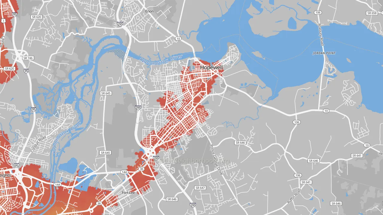Transit Grade map of Hopewell, VA