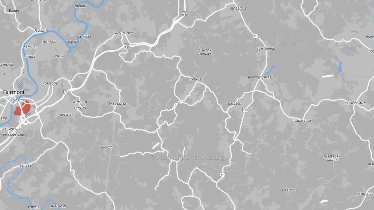 Transit Grade map of Hopewell, WV