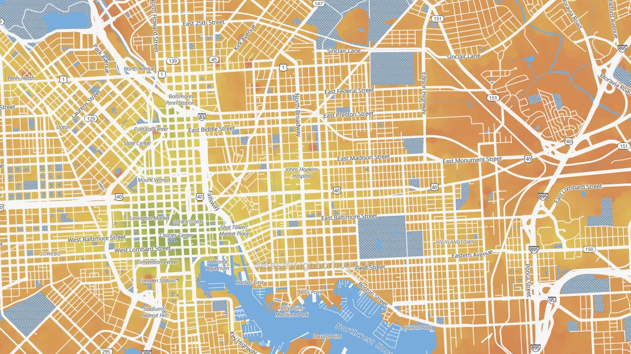 Transit Grade map of Hopkins-Middle East, Baltimore, MD