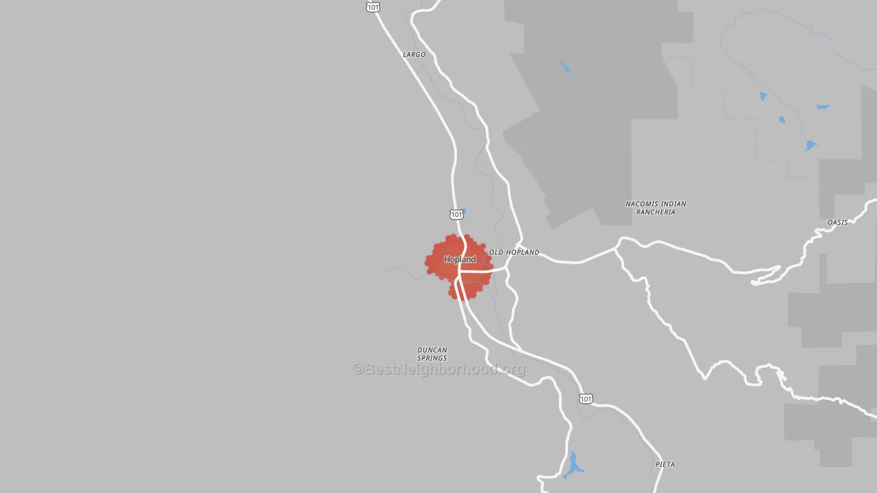 Transit Grade map of Hopland, CA