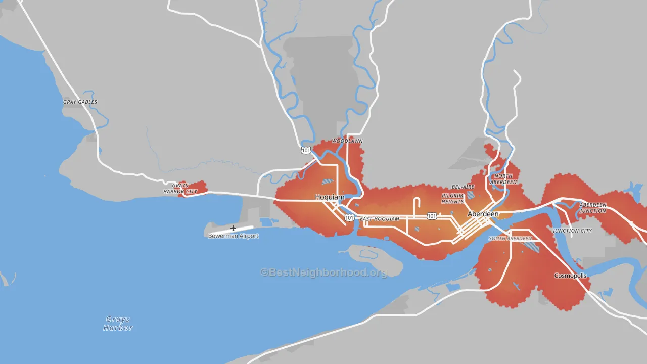Transit Grade map of Hoquiam, WA