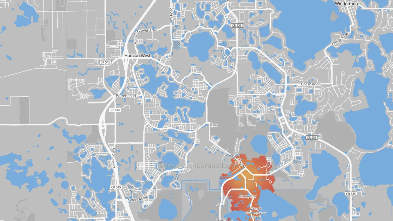 Transit Grade map of Horizon West, FL