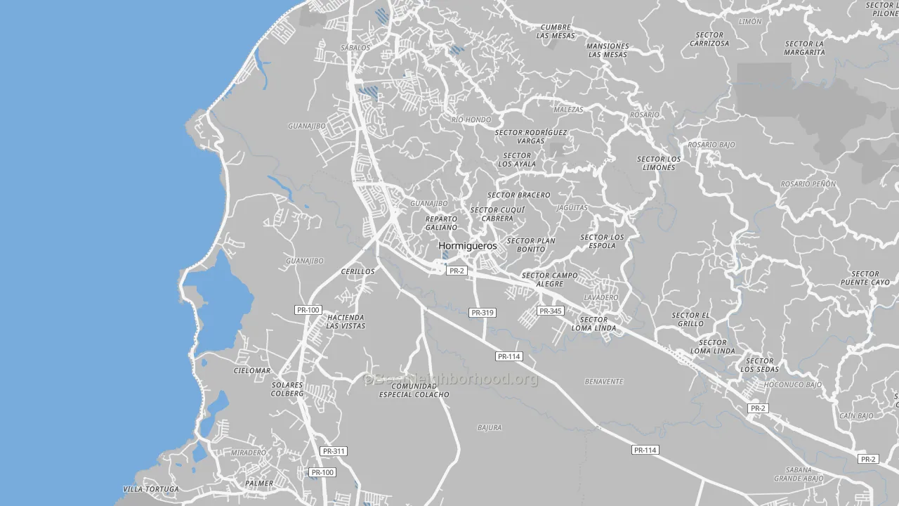 Transit Grade map of Hormigueros, PR