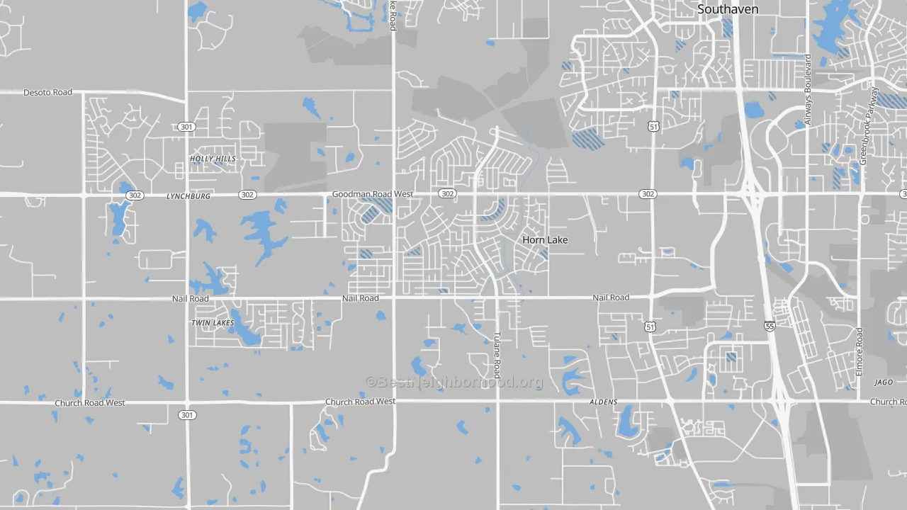 Transit Grade map of Horn Lake, MS