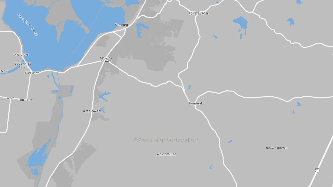 Transit Grade map of Hornbeak, TN