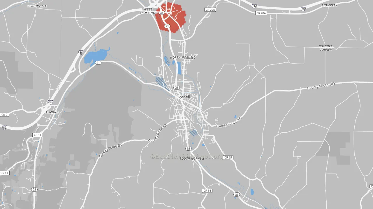 Transit Grade map of Hornell, NY