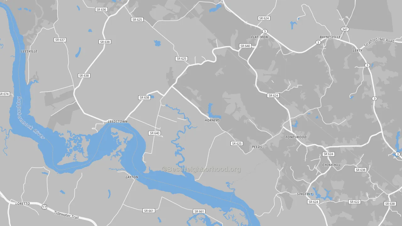 Transit Grade map of Horners, VA