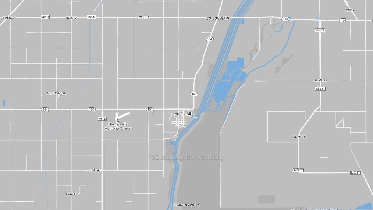 Transit Grade map of Hornersville, MO