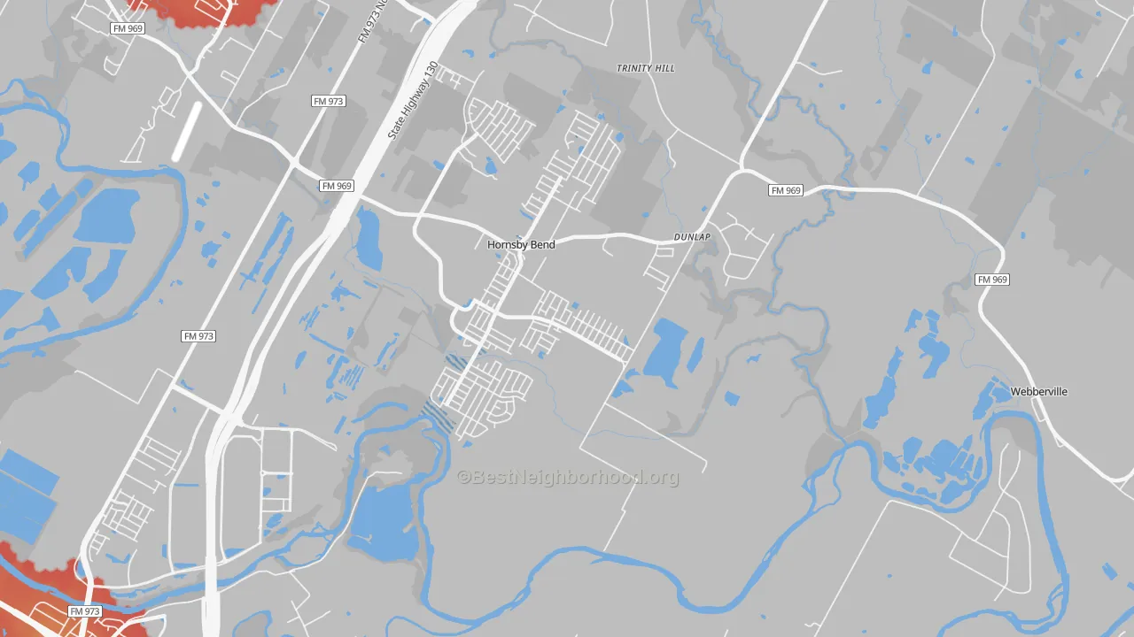 Transit Grade map of Hornsby Bend, TX