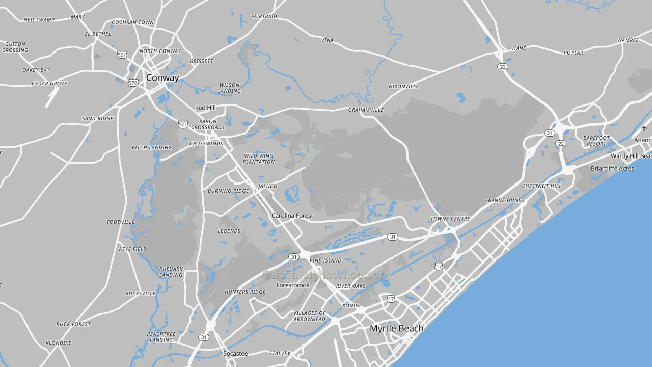 Transit Grade map of Horry County, SC