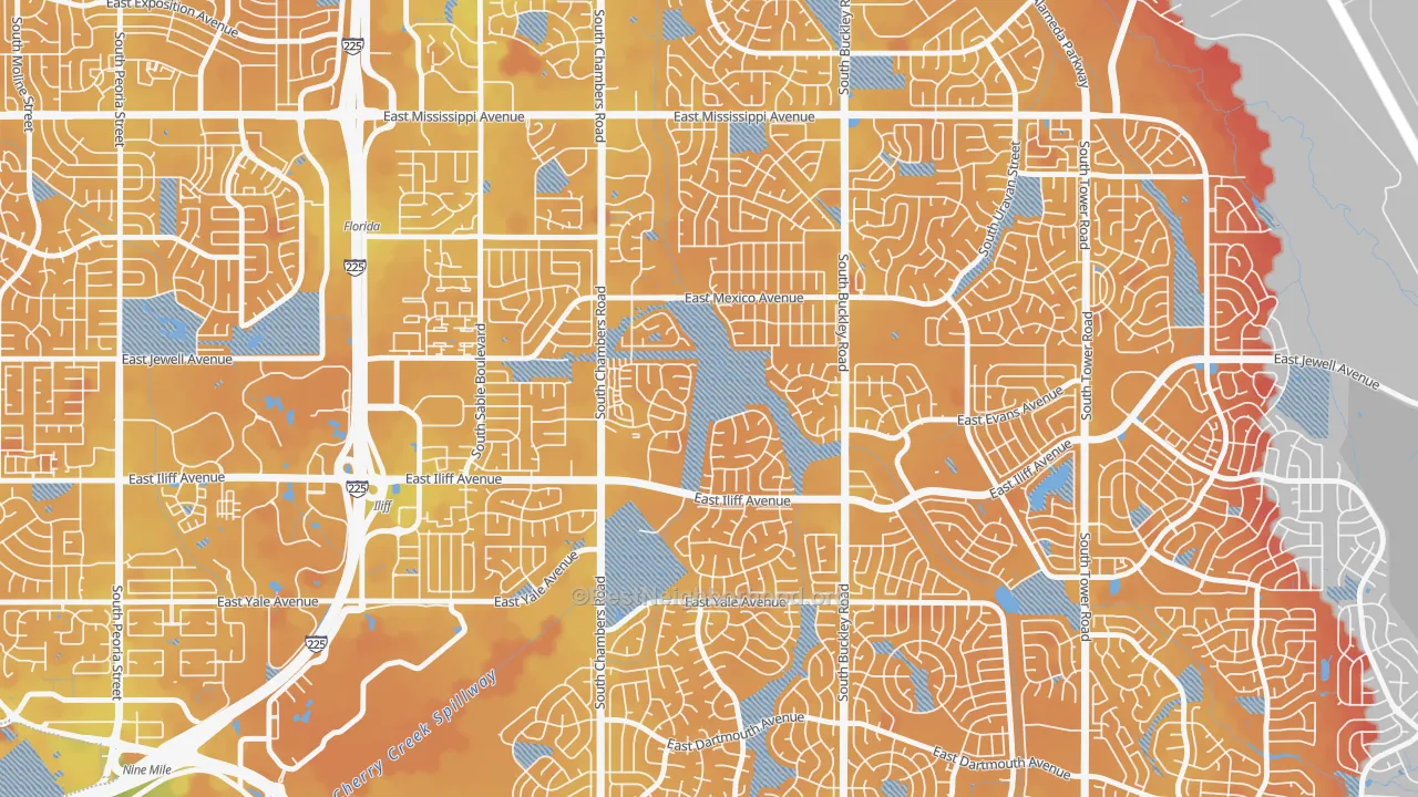 Transit Grade map of Horseshoe Park, Aurora, CO
