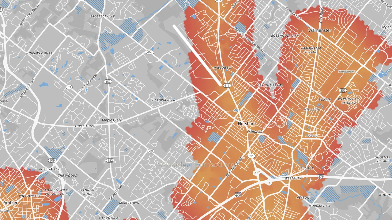Transit Grade map of Horsham, PA